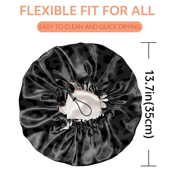 Shower Cap Reusable Double Layer Adjustable Elastic Waterproof EVA Hair Bath - Image 2
