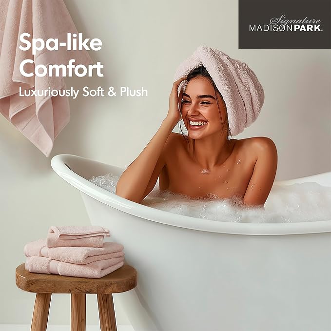 Madison Park 800GSM Bathroom Towel Set of 8 100% Cotton Bath Towel Set - Image 5