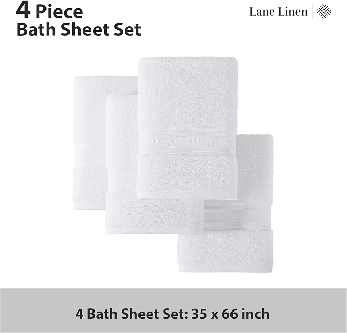 LANE LINEN 100% Cotton 4 Pack Bath Sheets - Image 4