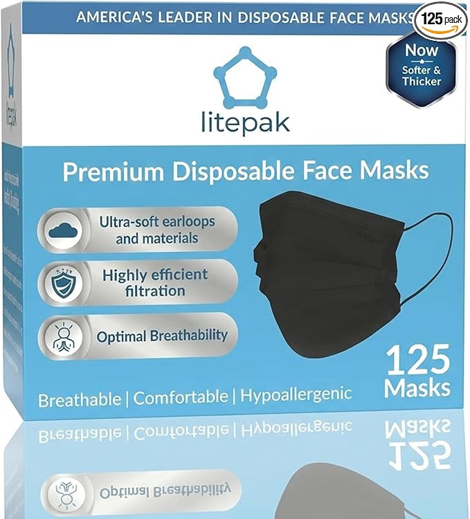 Litepak 125-Pack Disposable Face Mask Premium Comfort Earloops by Litepak