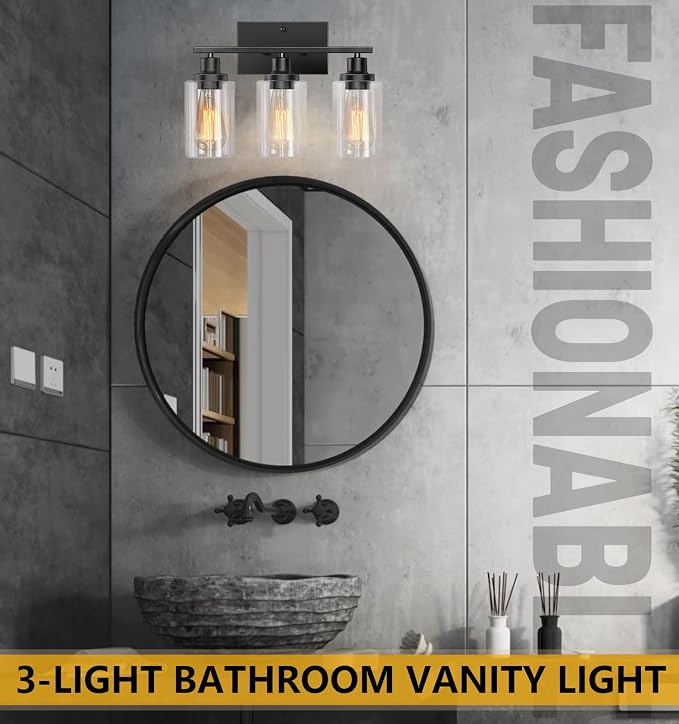 Bathroom Light Fixtures, 3-Light Vanity Lights, Modern Wall Lamp - Image 2