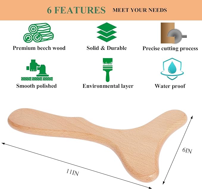 Komogir Wood Therapy Massage Tool Wooden Lymphatic Drainage Massager Body - Image 2