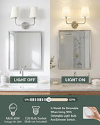 2-Light Bathroom Light Fixtures, Brushed Nickel Vanity Lights, Double Wall - Image 4