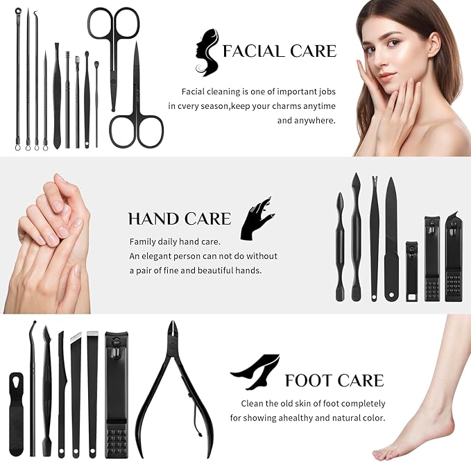 MINKINH Manicure Set Professional Nail Clipper Kit-26 Pieces Stainless Steel - Image 3