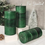 Dark Green Pillar Candles 3x6 Inch Fir Scented Candles Hand-Poured Long Lasting - Image 2