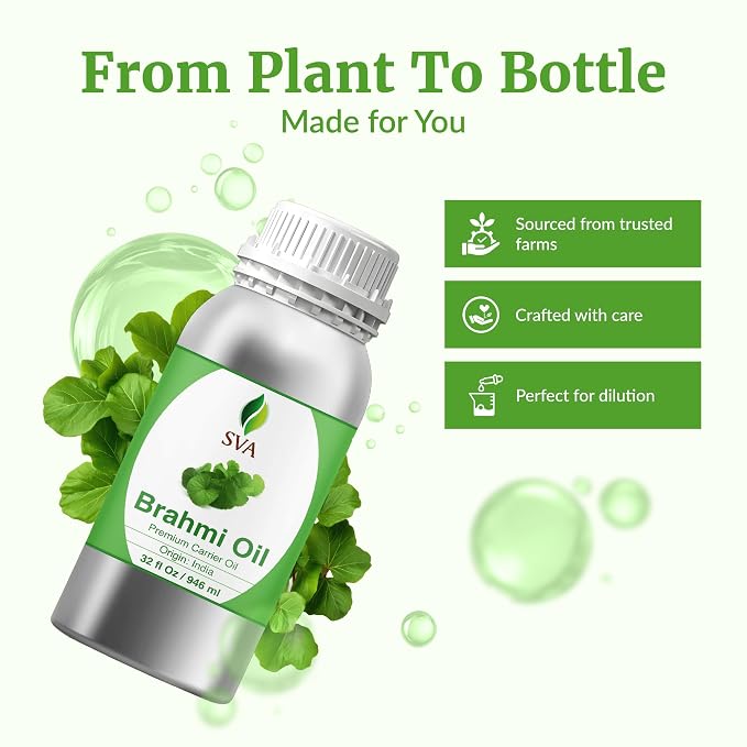 SVA Brahmi Oil - 32 Fl Oz – 100% Natural Cold Pressed Brahmi Oil - - Image 4