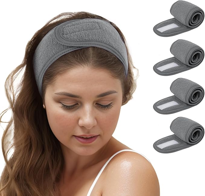 TopTie 4PCS Spa Facial Headband Skincare Makeup Head Wrap Adjustable Terry by TOPTIE
