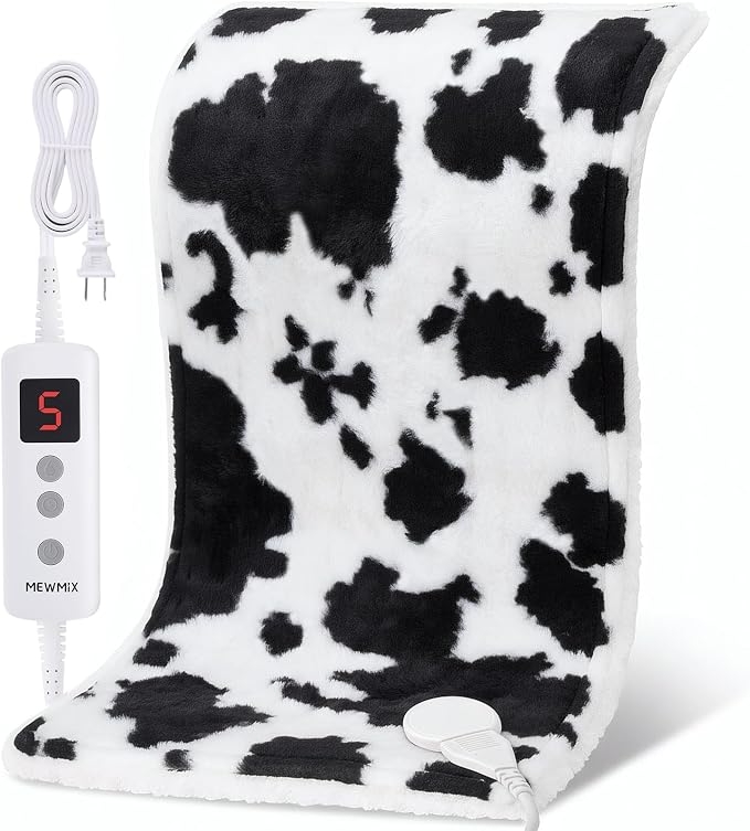 Cow Print Heating Pad for Back Period Cramps Neck Shoulder Pain Relief by MEWMIX