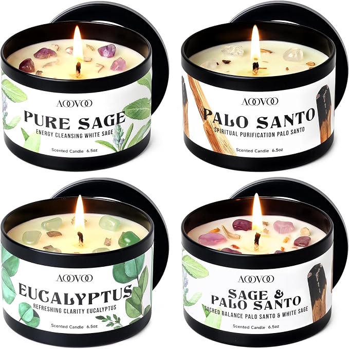 AOOVOO 4 Pack Sage Candles by AOOVOO