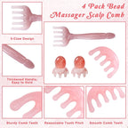 4 PCS Head Massager Scalp Comb Resin Scalp Stress Relax Tool Hair Gua Sha Comb - Image 3