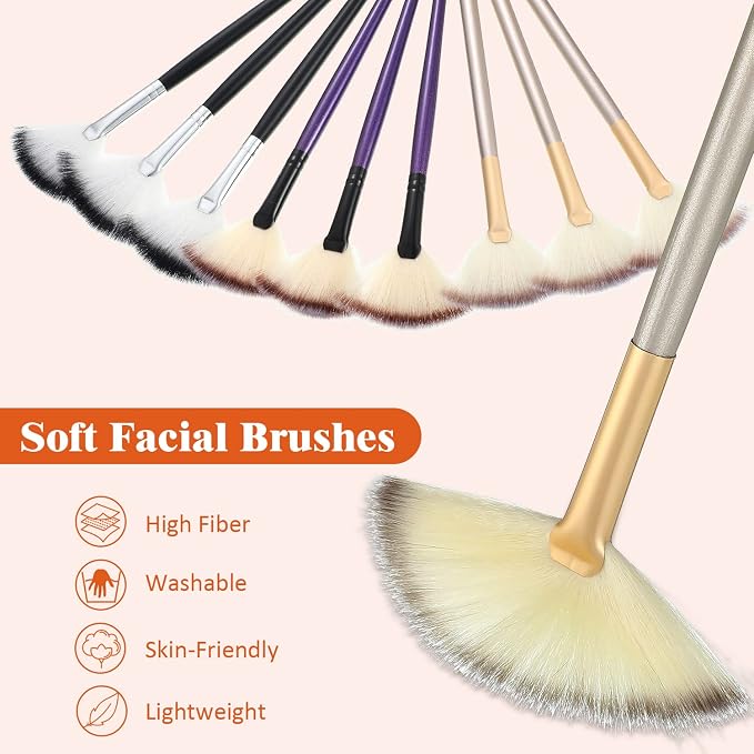 9 Pieces Facial Fan Mask Brushes, Soft Facial Applicator Brushes Tools - Image 4