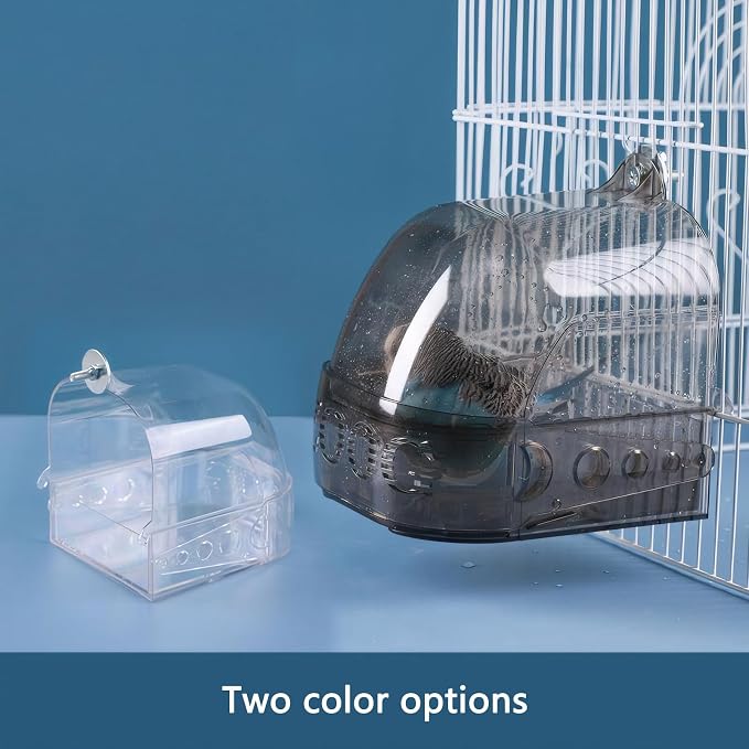 Bird Bath for Cage with Pull-Out Drawer, No-Mess Enclosed Tub for Budgie - Image 9