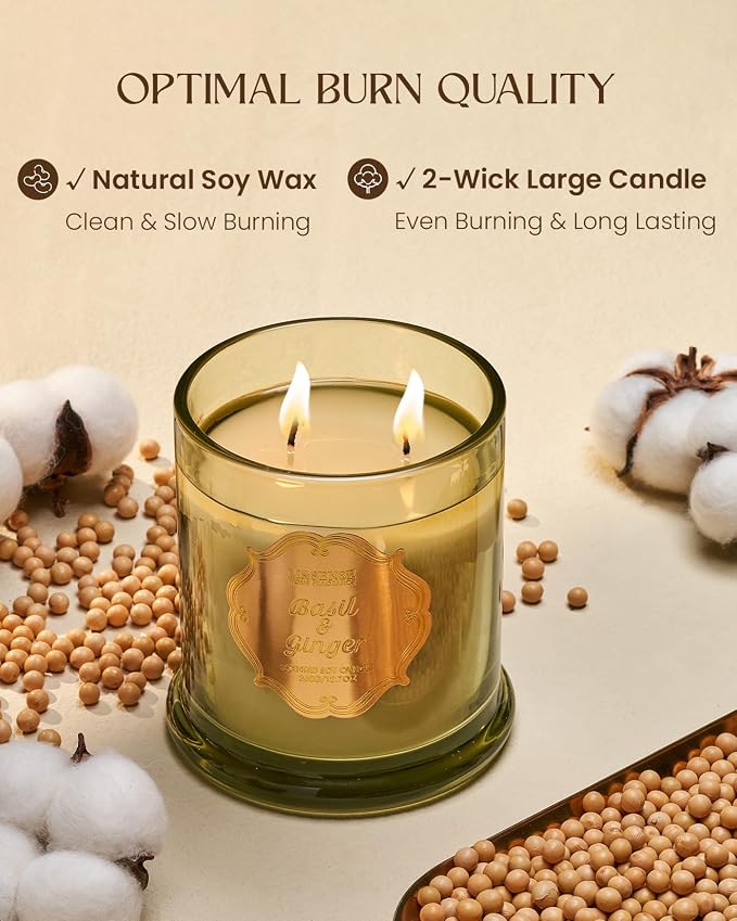 M&SENSE Basil Ginger Scented Candles, Plant-Based Soy Candles Non Toxic - Image 4