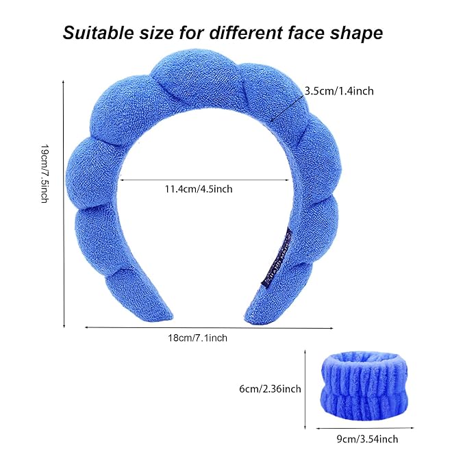 Spa Headbands for Washing Face Soft Puffy Bubble Headbands Wristband for Women - Image 2