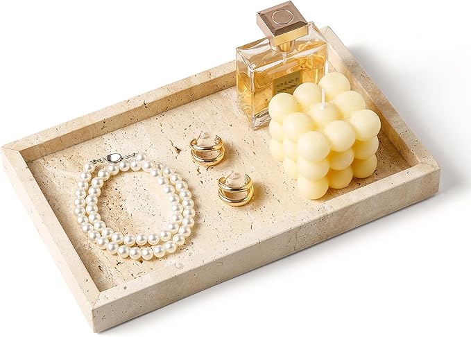 WORHE Italy Travertine Stone Vanity Tray by WORHE