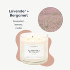 Lavender & Bergamot 3 Wick Scented Candle - Image 2