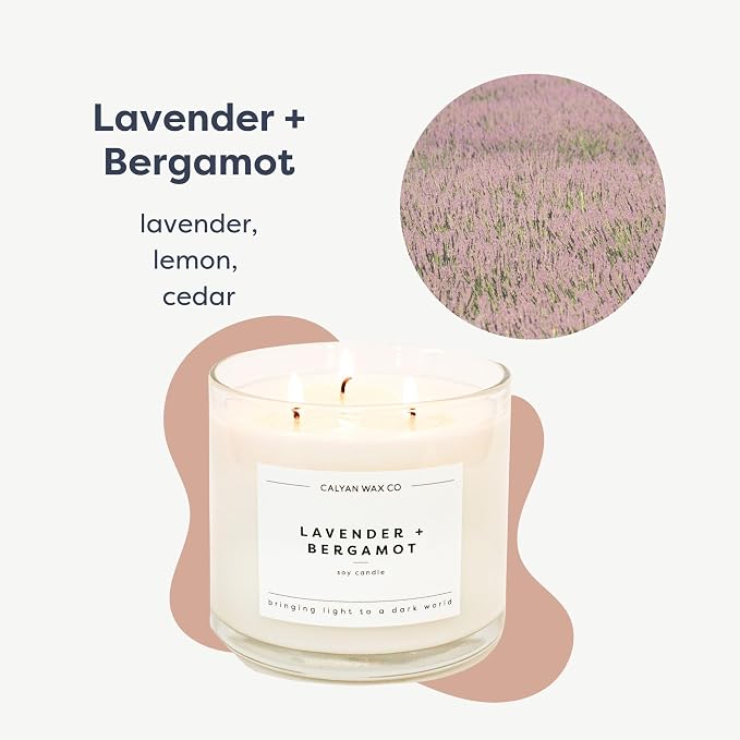 Lavender & Bergamot 3 Wick Scented Candle - Image 2