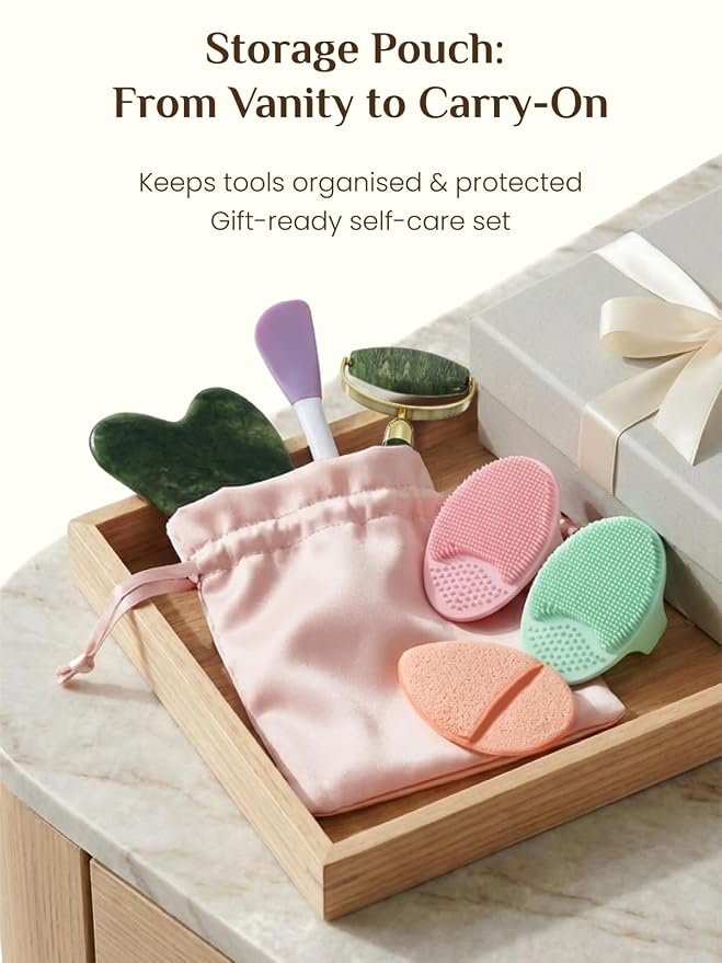 Rena Chris Gua Sha and Face Roller Set - 7 in 1 Face Skin Care Tools - Image 8