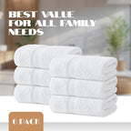 White Hand Towels Set for Bathroom, 6 Pack - Image 4