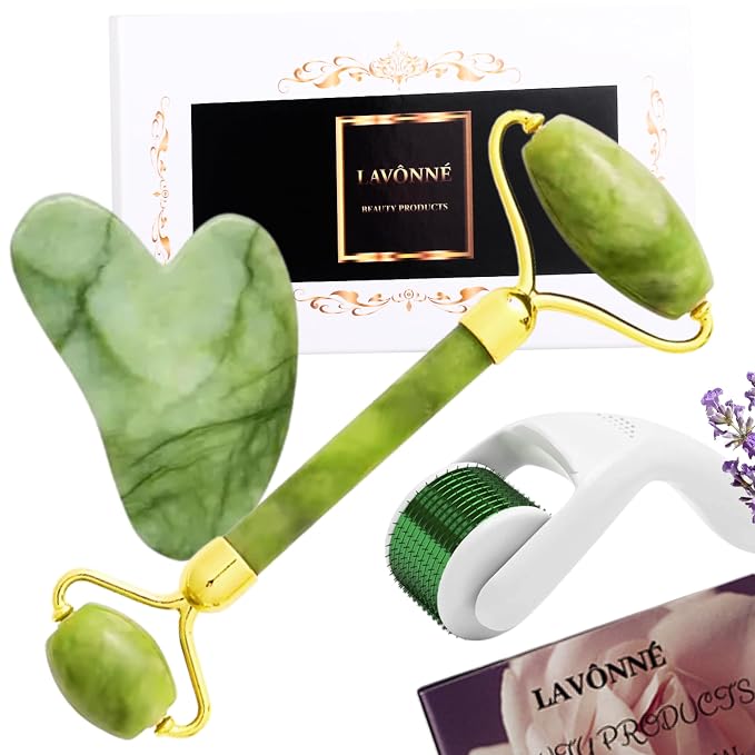 100% Authentic Jade Roller and Gua Sha Set by LAVONNE
