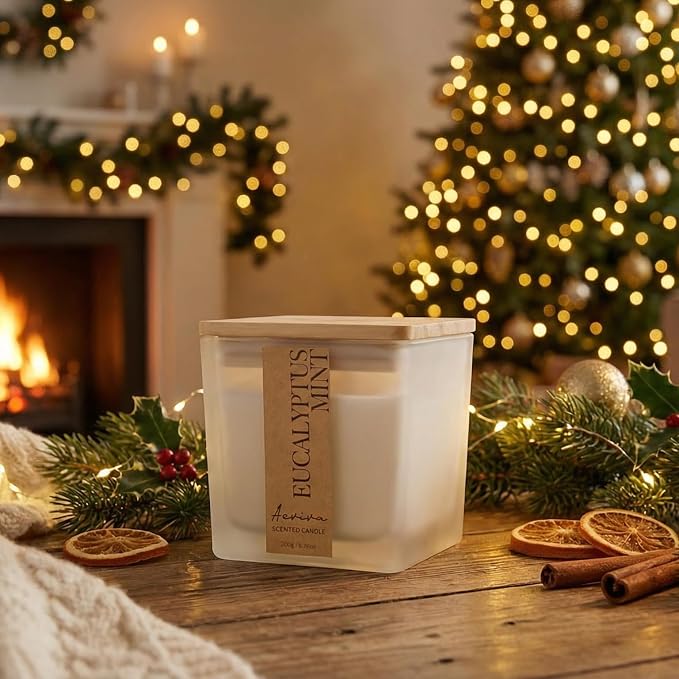 Eucalyptus Mint Scented Candle, 7.04oz 40 Hour Burn, Natural Soy Wax - Image 2