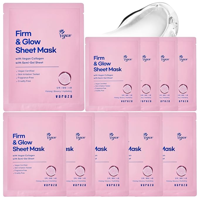 Firm & Glow Sheet Mask with Vegan Collagen Semi-Gel Sheet Biodegradable 100% by Thebeginningofcleanbeauty