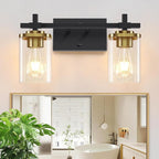 2-Lights Black and Gold Bathroom Light Over Mirror by Spiglamm