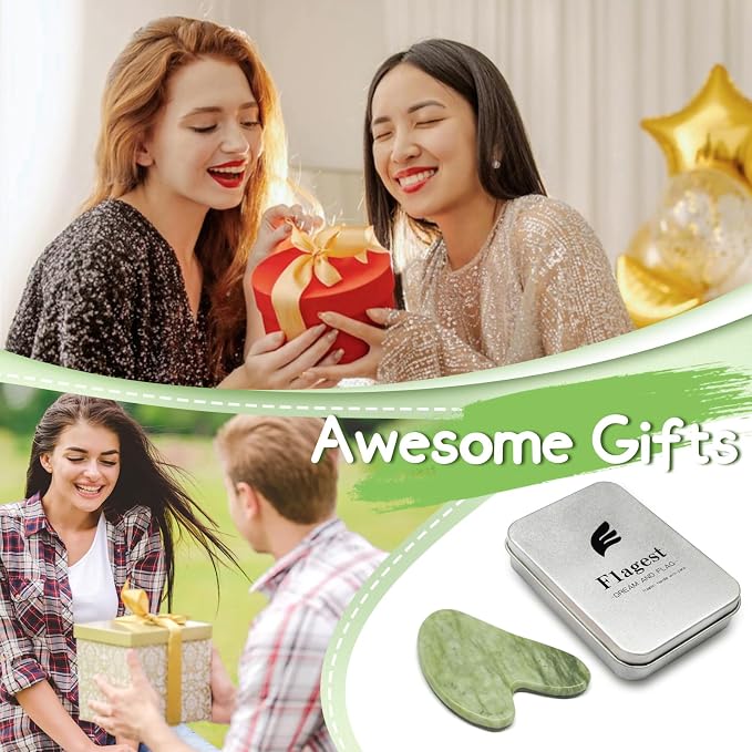 Flagest Gua Sha Facial Tools, Jade Stone Guasha Tool - Image 6