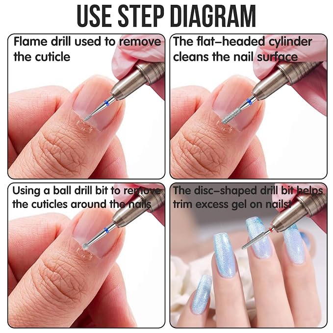 30Pcs Pedicure Care Diamond Nail Drill Bits, Professional Safety Cuticle Nail - Image 3