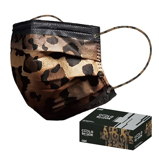 CSD Colo 30 Pcs Leopard Print Disposable Face Masks, 3 Ply Adult Mask by CSD