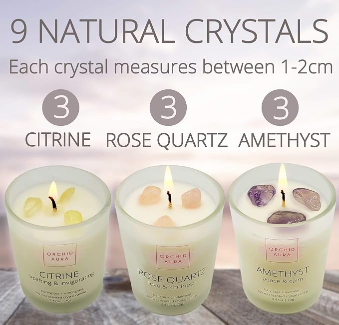 Soy Candles with Healing Crystals. Citrine, Rose Quartz, Amethyst Crystal. - Image 5