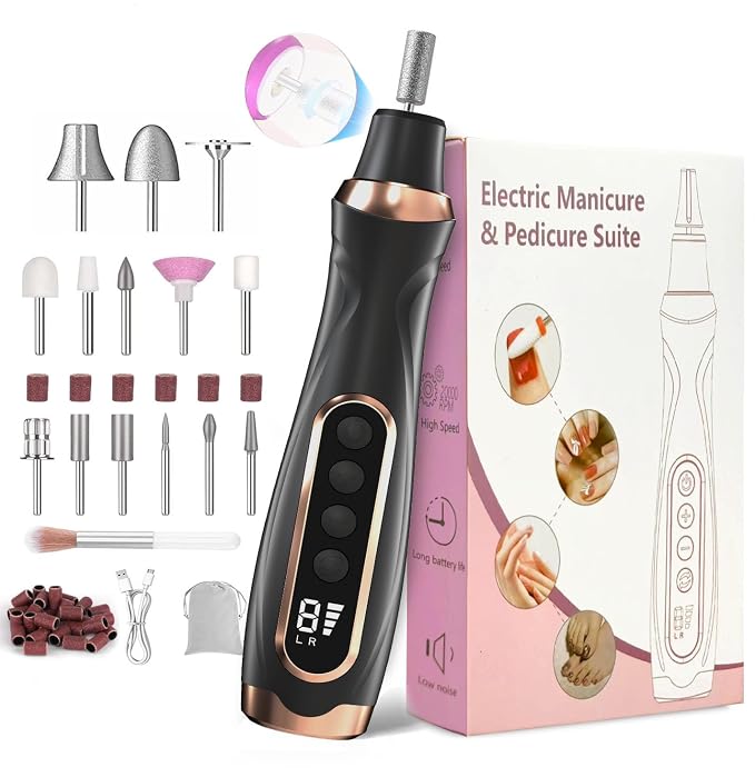 Professional Manicure Pedicure Kit Cordless Electric Nail File Set 6 Speed by ElectricNailDrill