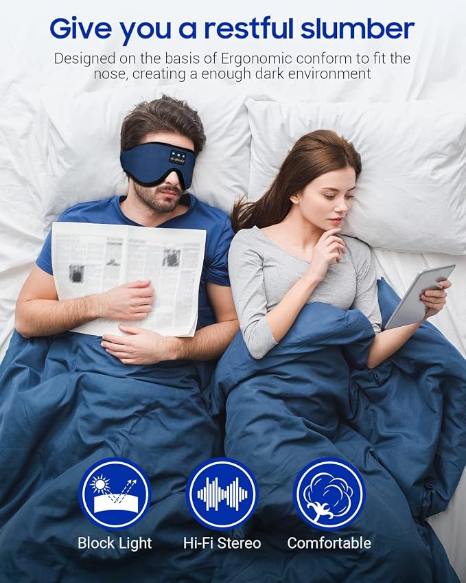LC-dolida Sleeping Headphones Eye Mask, Sleep Mask - Image 2