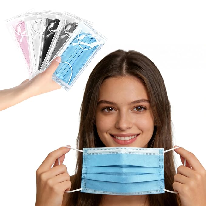 NNPCBT 5 Color Disposable Face Masks 50pcs, Individually Wrapped Masks - Image 3