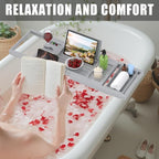Foldable Bathtub Caddy Tray for Tub, Bamboo Expandable Bath Table Trays - Image 4