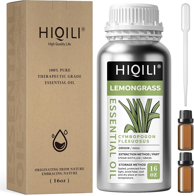 HIQILI 16 Fl Oz Lemongrass Essential Oil, 100% Pure Natural Undiluted by HIQILI