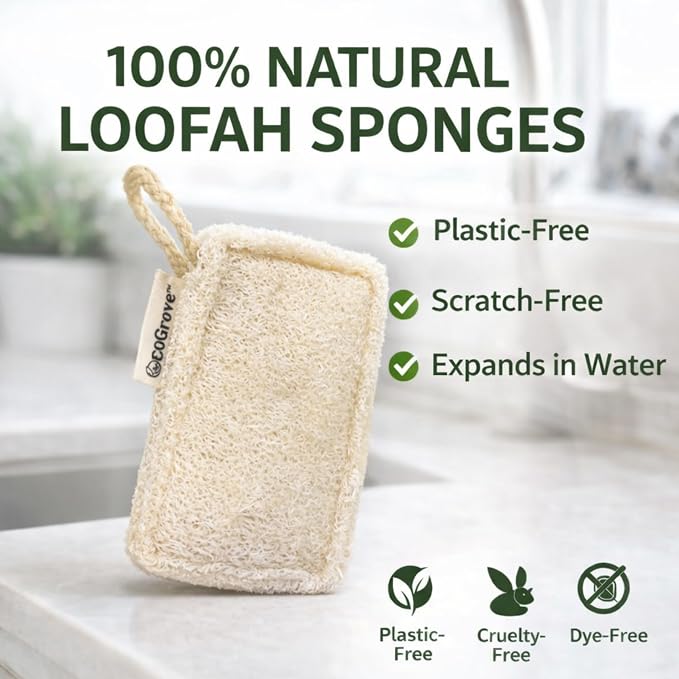 Natural Loofah Dish Sponges 4 Pack – 100% Plant-Based Luffa Scrubber - Image 2