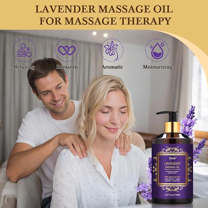 Pjordo 3 Pack Massage Oil for Massage Therapy, Lavender Oil for Relaxation - Image 4