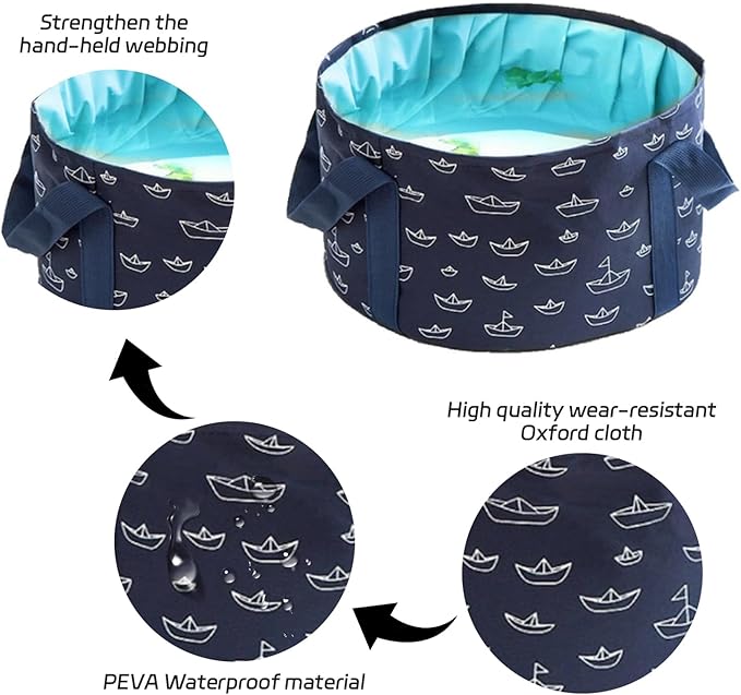 Foot Bath Basin, 13.8 Diameter, 7.5 inches high Portable Travel Collapsible - Image 4