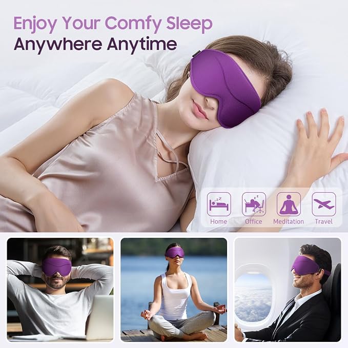 BeHoomi Sleep Mask, 2 Packs Premium Eye Mask - Image 7