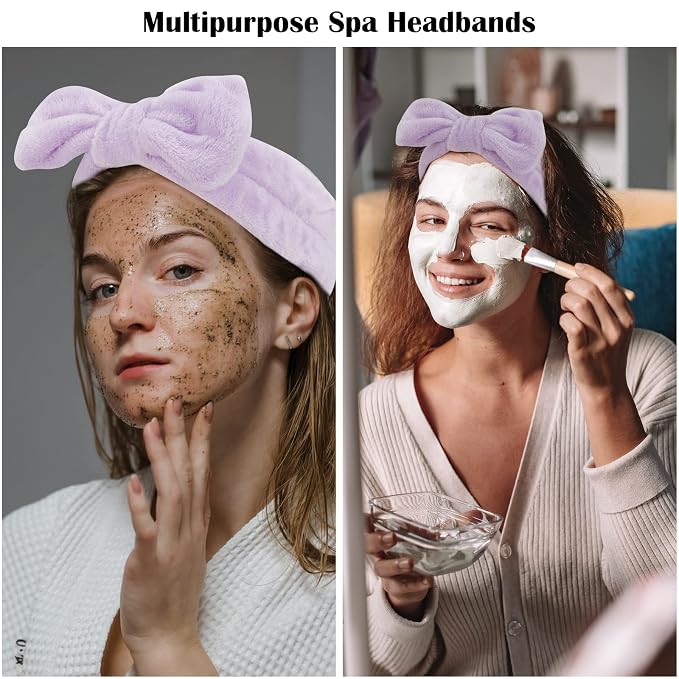 Ondder Spa Headband for Washing Face 8 Pack Purple Skincare Headbands for Women - Image 4