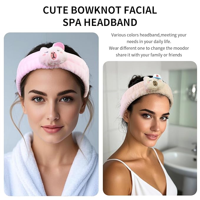 Spa Headband for Washing Face, 2 Pack Cute Halloween Hair Band for Shower Yoga - Image 2