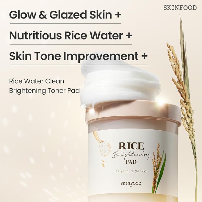 SKINFOOD Rice Brightening Toner Pad, Korean Skincare Face Toner Pads - Image 2