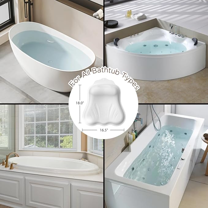 Bath Pillow for Tub, Adjustable Silicone Bathtub Pillows for Head and Neck - Image 7