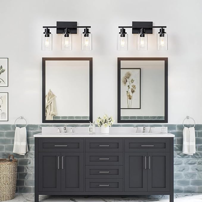 3 Light Bathroom Light Fixtures Black Vanity Light Over Mirror Modern Farmhouse - Image 7