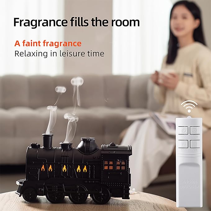 Retro Train Aromatherapy Diffuser 300ML Ultrasonic Cool Mist Humidifier - Image 5