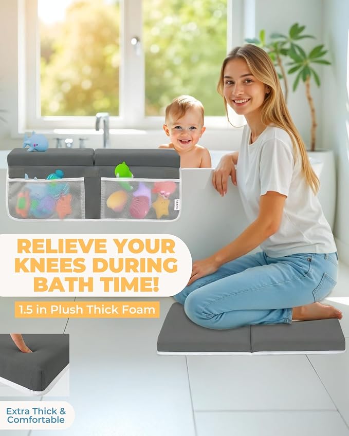 Comfortable Baby Bath Kneeler and Elbow Rest Pad Set – Thick Memory Foam Bath - Image 2