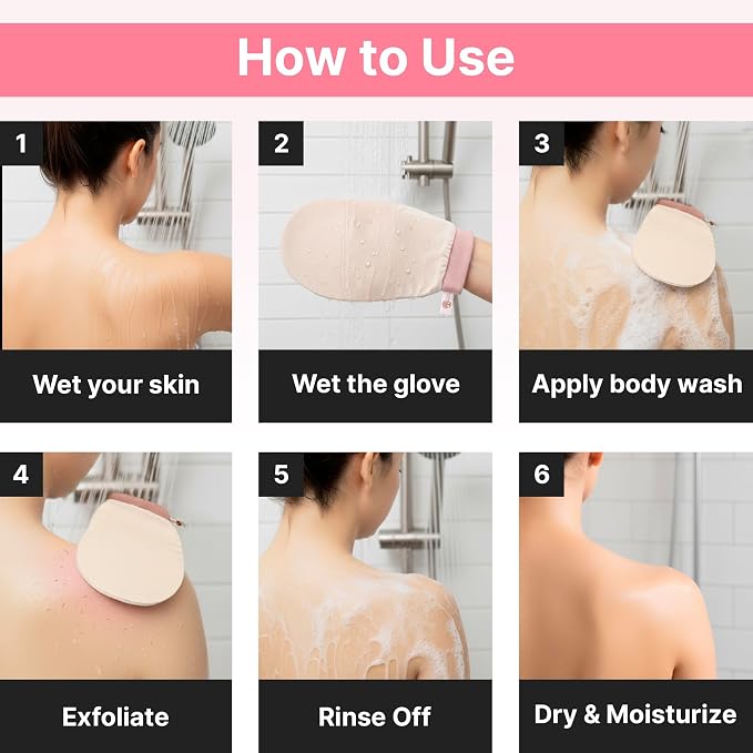 Vegan Silk Exfoliating Gloves Set – Korean Spa Body Scrubber Mitt - Image 4