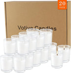 20 Pack Unscented White Clear Glass Filled Votive Candles | Soy Wax, Hand - Image 9