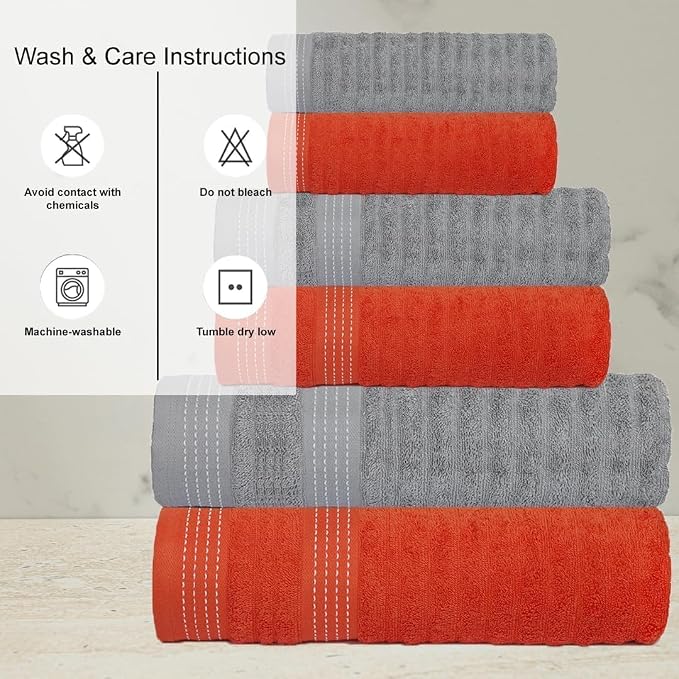 CASA COPENHAGEN Elegance 6Pcs 100% Egyptian Cotton Large Designer Towels Gift - Image 4